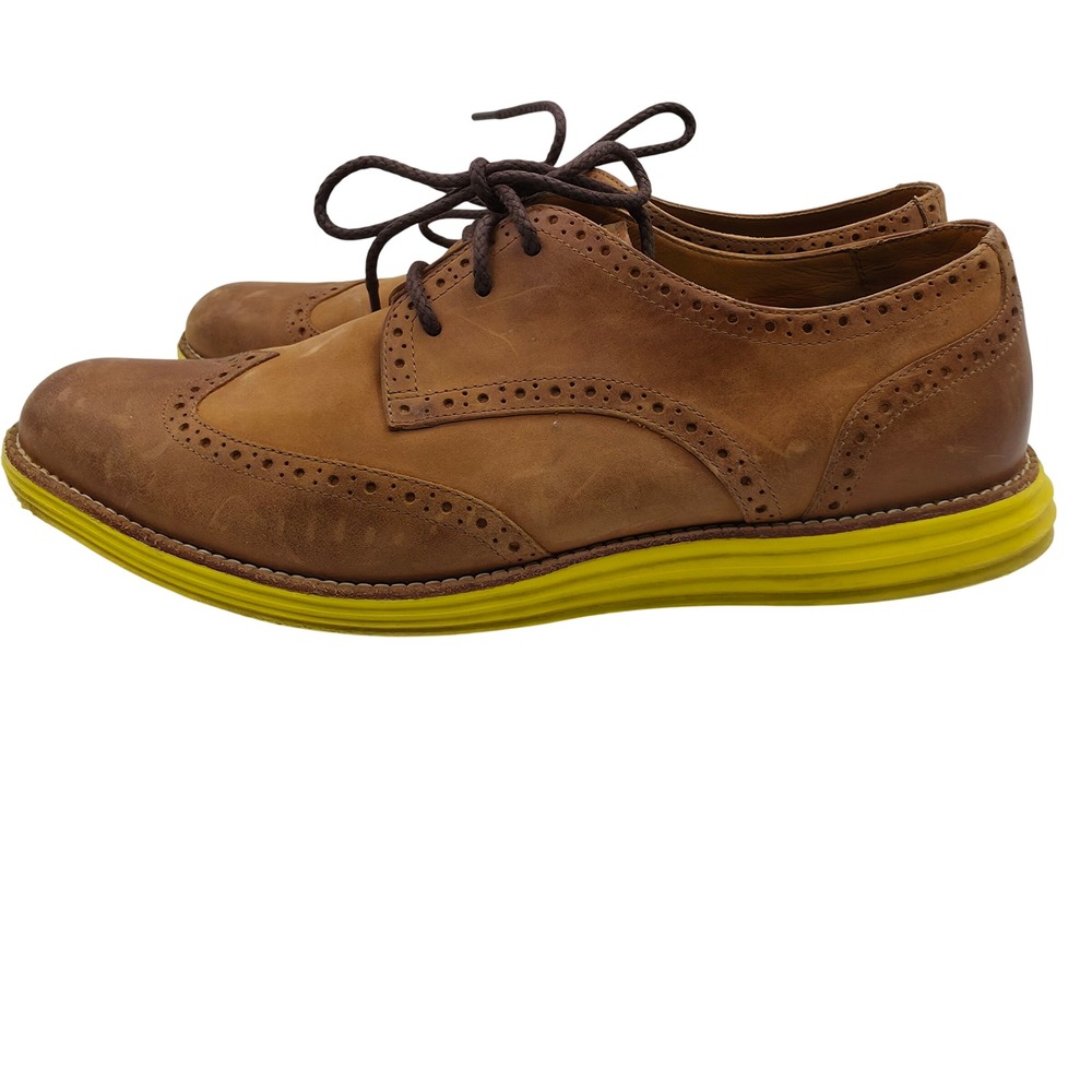 Cole Haan LunarGrand Wingtip Oxford Women's 10 Tan Yellow Leather Brogue D87713